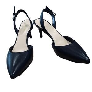 Nine West  Epiphany‎ black sling back 3”  heel leather uppers size  7.5